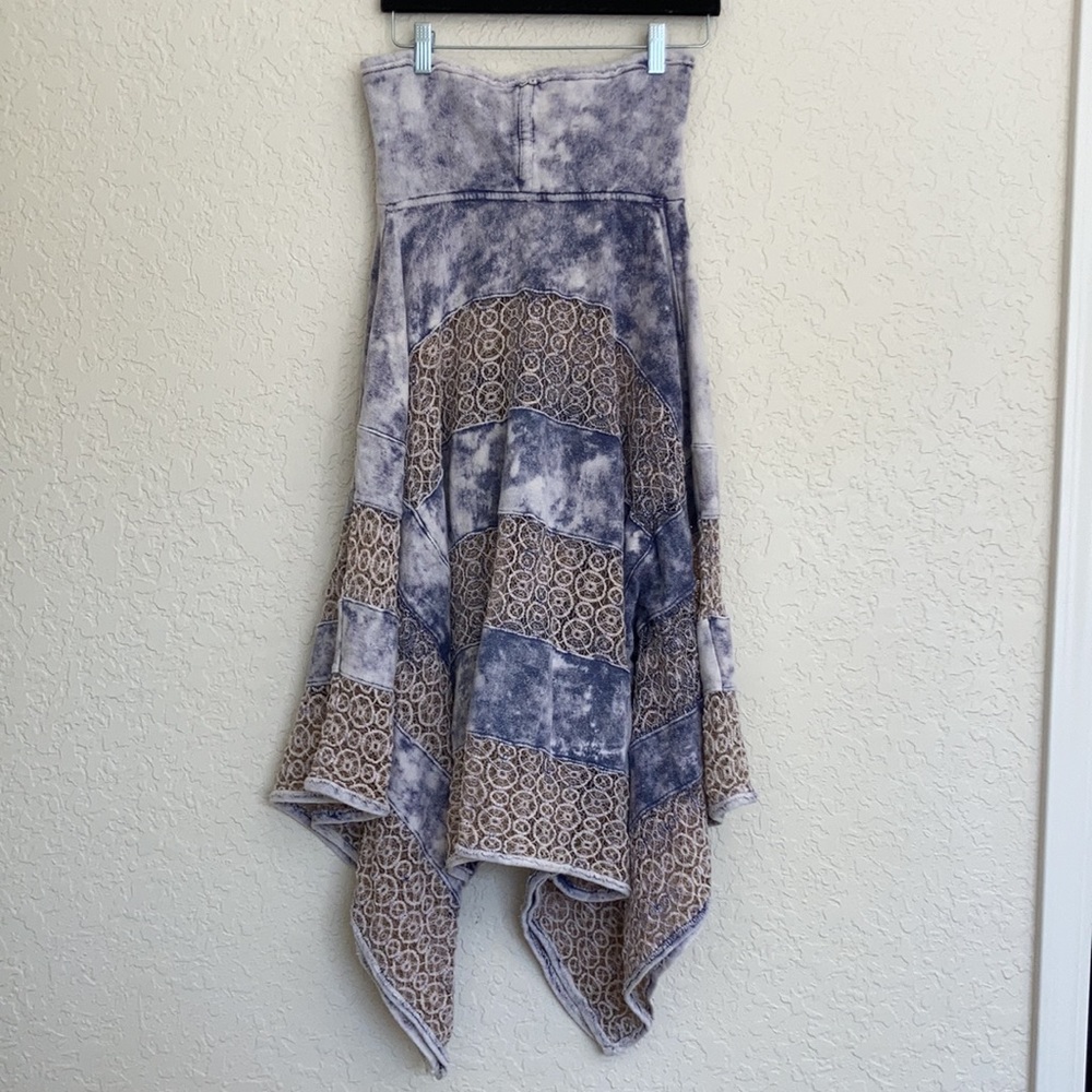 Free people mama crocheted purple tie die lace panel terry poncho - Picture 11 of 13